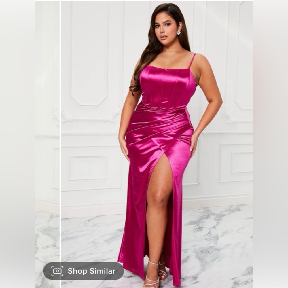 Follow My Lead Satin Maxi Dress- Fuschsia